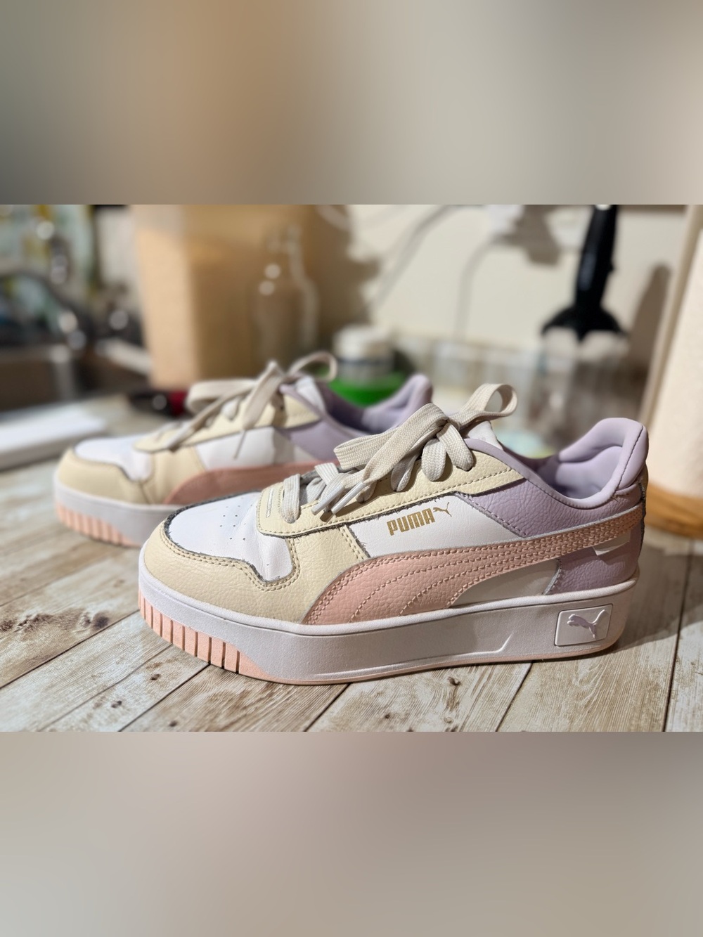 Puma Platform Sneakers in Cream, Pink & Lavender